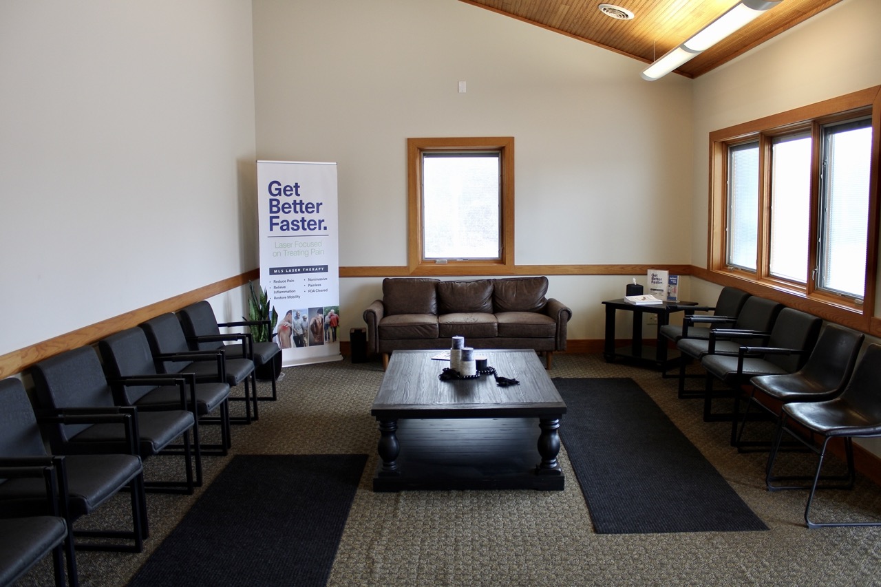 The waiting room at Squires Chiropractic in Scottville, Michigan.